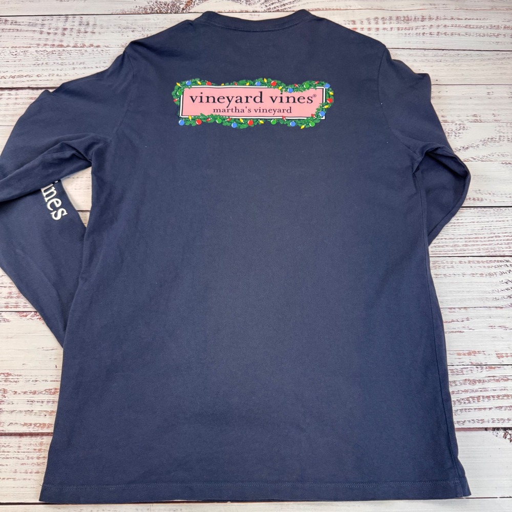 Vineyard‎ Vines Kids LS  Pocket T-Shirt Martha's Vineyard Christmas Blue XL/18